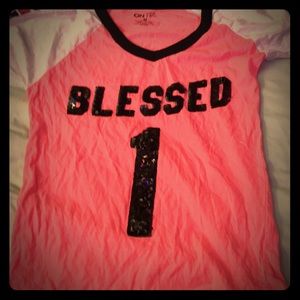 Pink “blessed 1” shirt